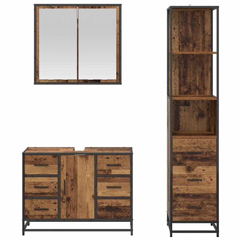 Casa si Gradina - Mobilier - Seturi de mobilier - Seturi baie - Set de mobilier pentru baie 3 pcs Lemn vechi 80 x 33 x 60 cm - Infinity.ro