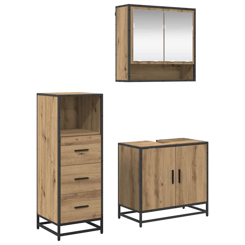 Casa si Gradina - Mobilier - Seturi de mobilier - Seturi baie - Set de mobilier pentru baie cu sertar 3 pcs stejar artizanal - Infinity.ro