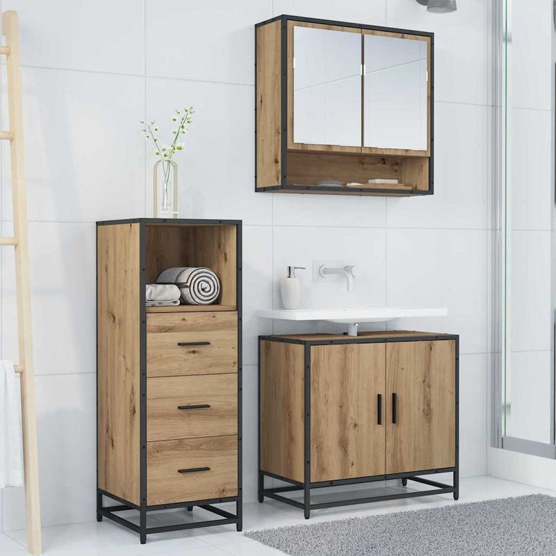 Casa si Gradina - Mobilier - Seturi de mobilier - Seturi baie - Set de mobilier pentru baie cu sertar 3 pcs stejar artizanal - Infinity.ro