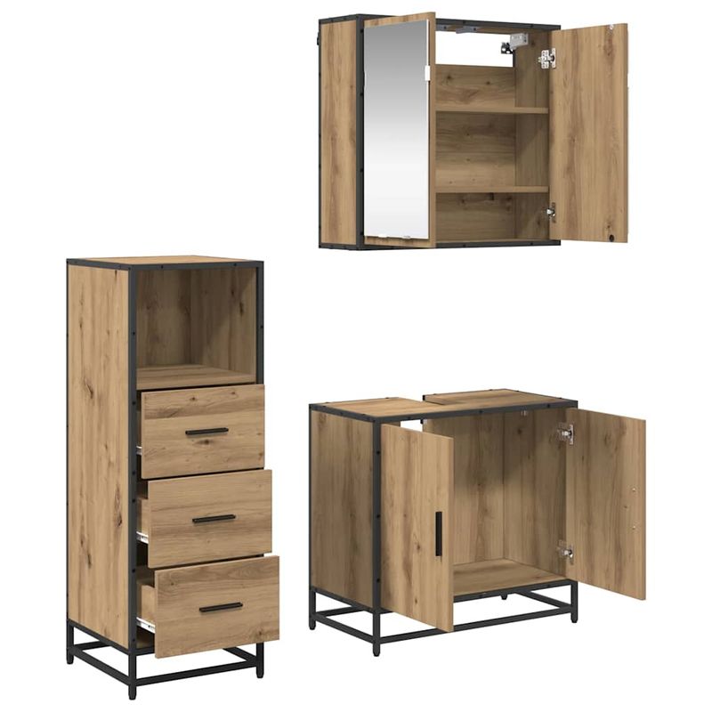 Casa si Gradina - Mobilier - Seturi de mobilier - Seturi baie - Set de mobilier pentru baie cu sertar 3 pcs stejar artizanal - Infinity.ro