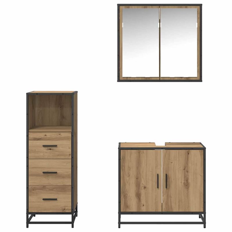 Casa si Gradina - Mobilier - Seturi de mobilier - Seturi baie - Set de mobilier pentru baie cu sertar 3 pcs stejar artizanal - Infinity.ro