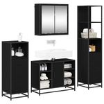 Casa si Gradina - Mobilier - Seturi de mobilier - Seturi baie - Set de mobilier pentru baie 4 pcs Stejar negru 80 x 33 x 60 cm - Infinity.ro