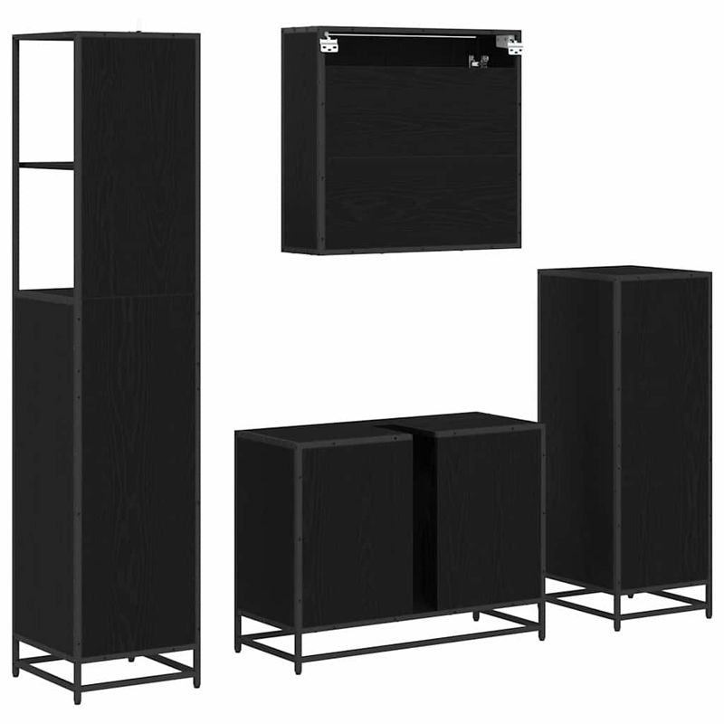 Casa si Gradina - Mobilier - Seturi de mobilier - Seturi baie - Set de mobilier pentru baie 4 pcs Stejar negru 80 x 33 x 60 cm - Infinity.ro