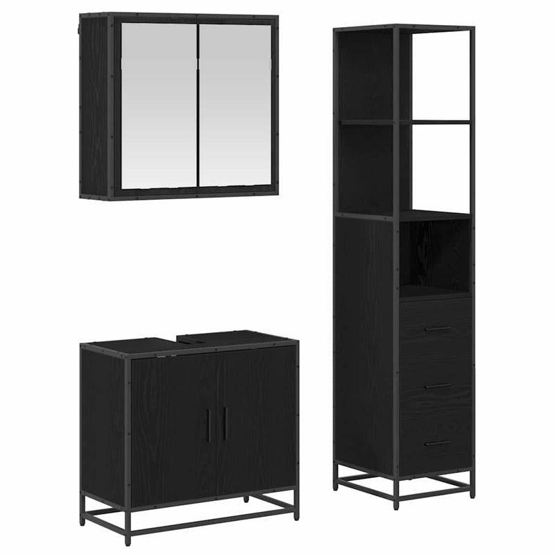 Casa si Gradina - Mobilier - Seturi de mobilier - Seturi baie - Set de mobilier pentru baie 3 pcs Stejar negru 65 x 33 x 60 cm - Infinity.ro
