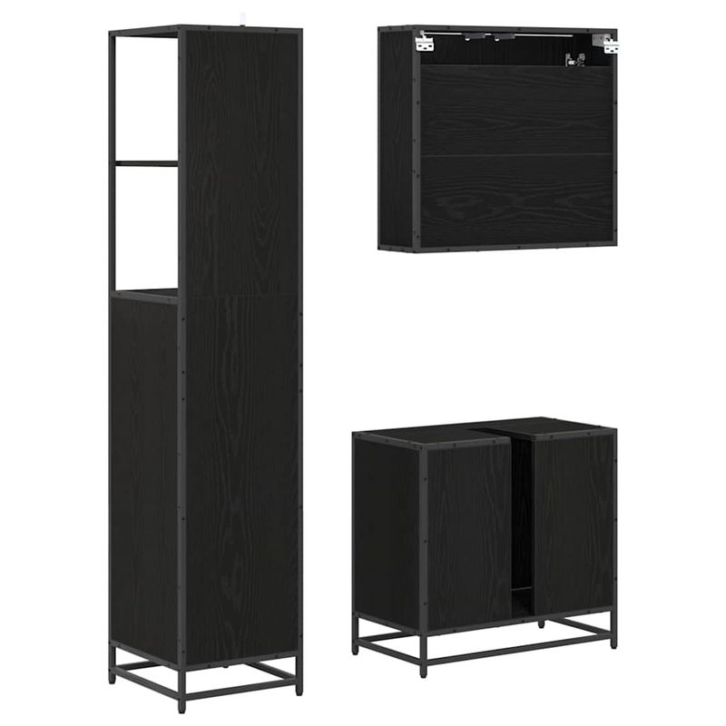Casa si Gradina - Mobilier - Seturi de mobilier - Seturi baie - Set de mobilier pentru baie 3 pcs Stejar negru 65 x 33 x 60 cm - Infinity.ro