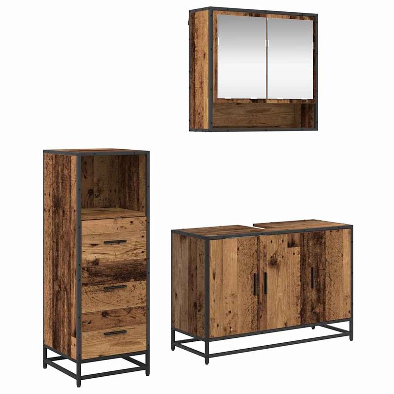 Casa si Gradina - Mobilier - Seturi de mobilier - Seturi baie - Set de mobilier pentru baie 3 pcs Lemn vechi 90 x 33 x 60 cm - Infinity.ro