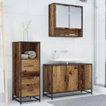 Casa si Gradina - Mobilier - Seturi de mobilier - Seturi baie - Set de mobilier pentru baie 3 pcs Lemn vechi 90 x 33 x 60 cm - Infinity.ro