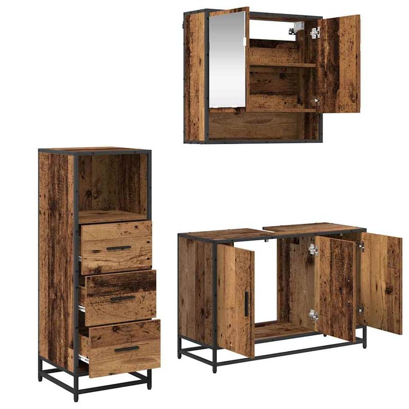 Casa si Gradina - Mobilier - Seturi de mobilier - Seturi baie - Set de mobilier pentru baie 3 pcs Lemn vechi 90 x 33 x 60 cm - Infinity.ro