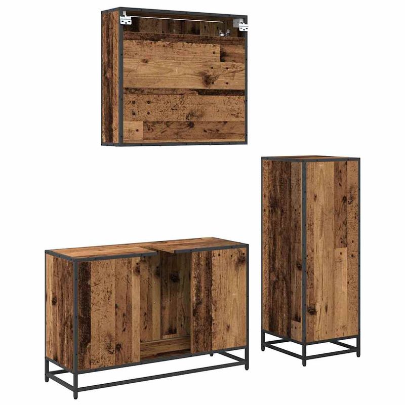 Casa si Gradina - Mobilier - Seturi de mobilier - Seturi baie - Set de mobilier pentru baie 3 pcs Lemn vechi 90 x 33 x 60 cm - Infinity.ro