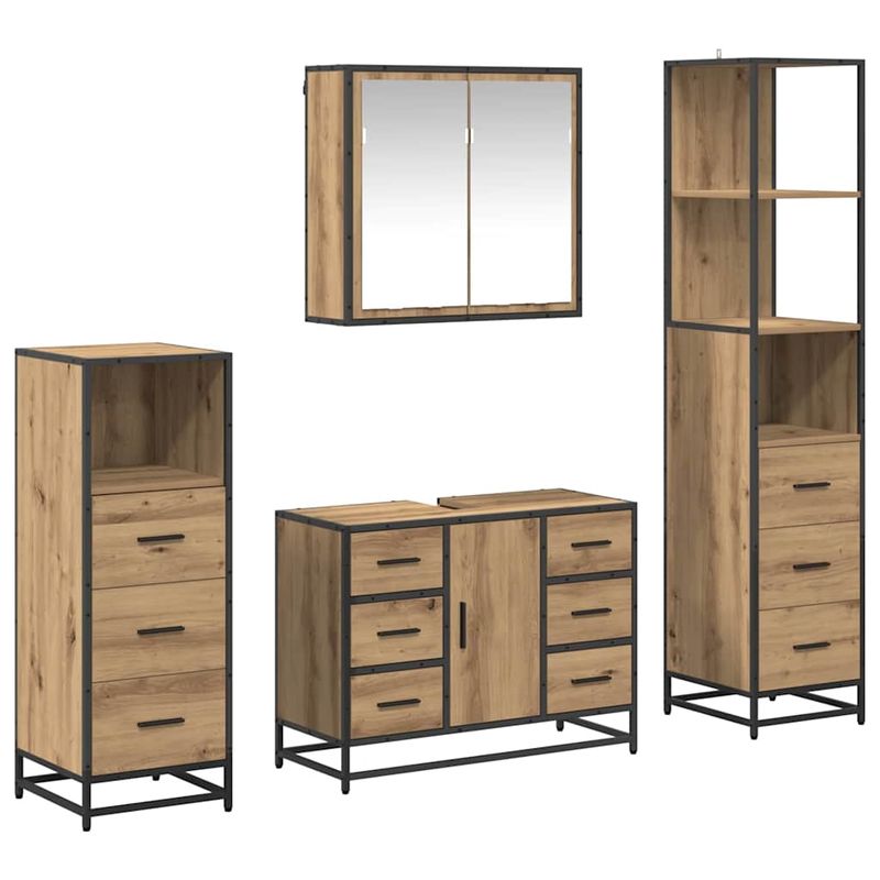 Casa si Gradina - Mobilier - Seturi de mobilier - Seturi baie - Set de mobilier pentru baie cu sertar 4 pcs stejar artizanal - Infinity.ro