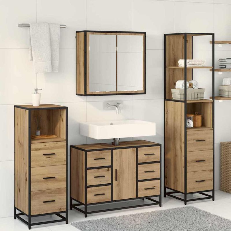 Casa si Gradina - Mobilier - Seturi de mobilier - Seturi baie - Set de mobilier pentru baie cu sertar 4 pcs stejar artizanal - Infinity.ro