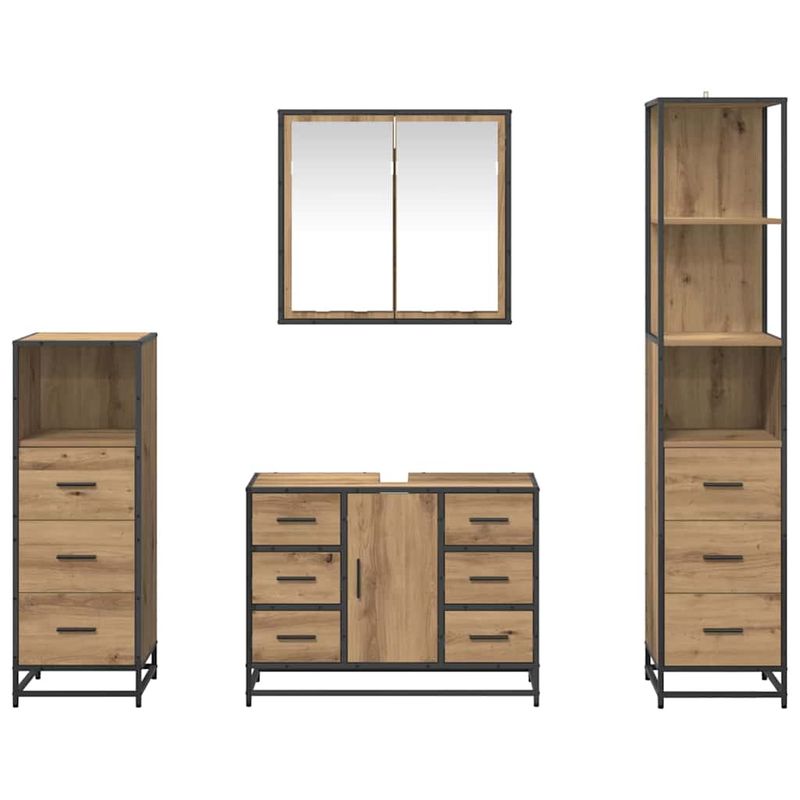 Casa si Gradina - Mobilier - Seturi de mobilier - Seturi baie - Set de mobilier pentru baie cu sertar 4 pcs stejar artizanal - Infinity.ro