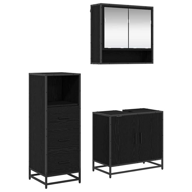 Casa si Gradina - Mobilier - Seturi de mobilier - Seturi baie - Set de mobilier pentru baie 3 pcs Stejar negru 65 x 33 x 60 cm - Infinity.ro