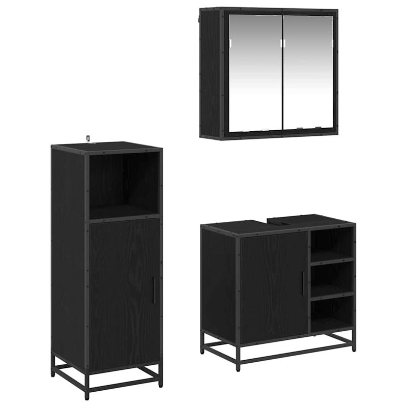 Casa si Gradina - Mobilier - Seturi de mobilier - Seturi baie - Set de mobilier pentru baie 3 pcs Stejar negru 65 x 33 x 60 cm - Infinity.ro
