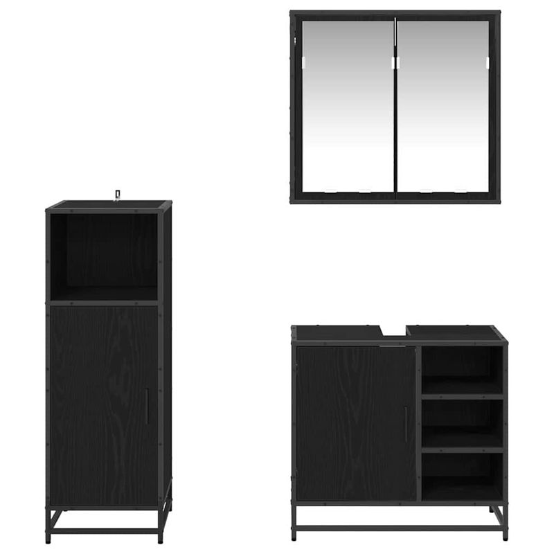 Casa si Gradina - Mobilier - Seturi de mobilier - Seturi baie - Set de mobilier pentru baie 3 pcs Stejar negru 65 x 33 x 60 cm - Infinity.ro