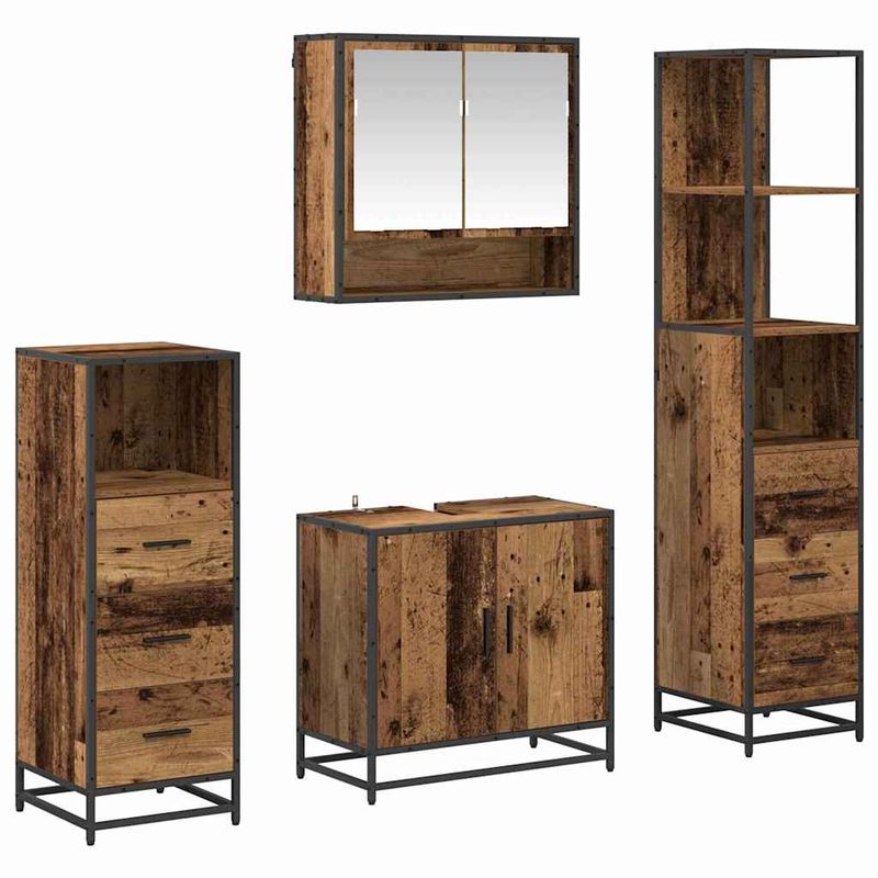Casa si Gradina - Mobilier - Seturi de mobilier - Seturi baie - Set de mobilier pentru baie 4 pcs Lemn vechi 65 x 33 x 60 cm - Infinity.ro