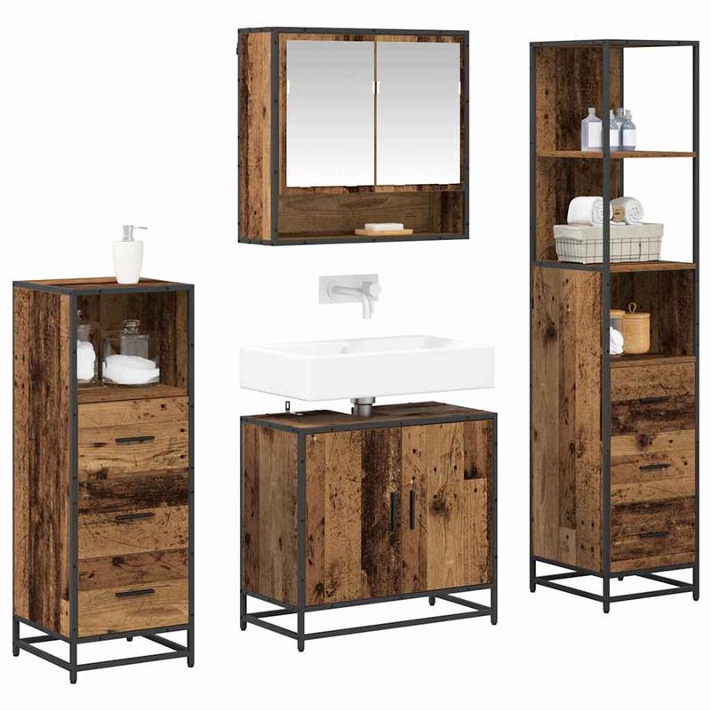 Casa si Gradina - Mobilier - Seturi de mobilier - Seturi baie - Set de mobilier pentru baie 4 pcs Lemn vechi 65 x 33 x 60 cm - Infinity.ro