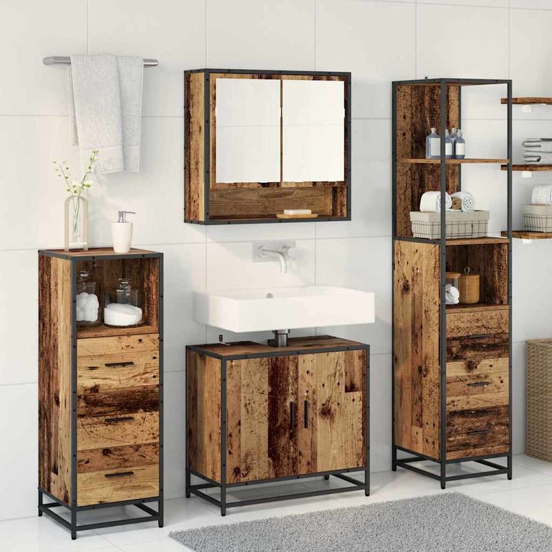 Casa si Gradina - Mobilier - Seturi de mobilier - Seturi baie - Set de mobilier pentru baie 4 pcs Lemn vechi 65 x 33 x 60 cm - Infinity.ro
