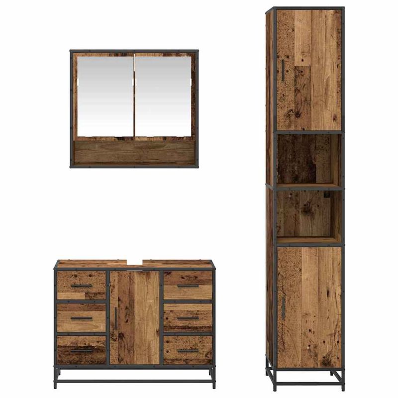 Casa si Gradina - Mobilier - Seturi de mobilier - Seturi baie - Set de mobilier pentru baie cu sertar cu raft 3 pcs Lemn vechi - Infinity.ro