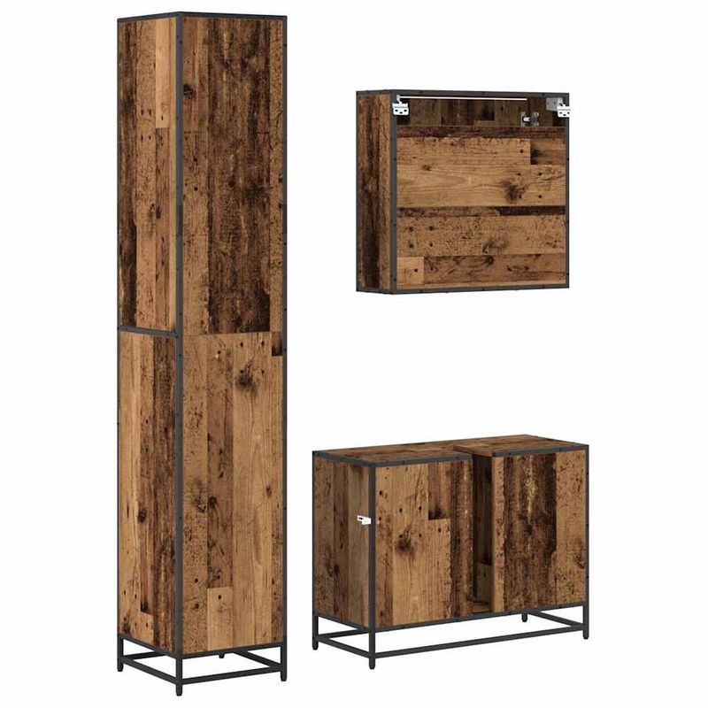 Casa si Gradina - Mobilier - Seturi de mobilier - Seturi baie - Set de mobilier pentru baie cu sertar cu raft 3 pcs Lemn vechi - Infinity.ro