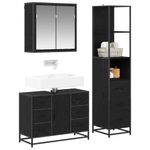 Casa si Gradina - Mobilier - Seturi de mobilier - Seturi baie - Set de mobilier pentru baie 3 pcs Stejar negru 80 x 33 x 60 cm - Infinity.ro