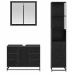 Casa si Gradina - Mobilier - Seturi de mobilier - Seturi baie - Set de mobilier pentru baie 3 pcs Stejar negru 80 x 33 x 60 cm - Infinity.ro