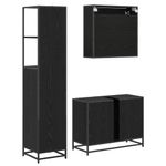 Casa si Gradina - Mobilier - Seturi de mobilier - Seturi baie - Set de mobilier pentru baie 3 pcs Stejar negru 80 x 33 x 60 cm - Infinity.ro