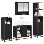 Casa si Gradina - Mobilier - Seturi de mobilier - Seturi baie - Set de mobilier pentru baie 4 pcs Stejar negru 80 x 33 x 60 cm - Infinity.ro
