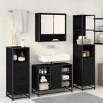 Casa si Gradina - Mobilier - Seturi de mobilier - Seturi baie - Set de mobilier pentru baie 4 pcs Stejar negru 80 x 33 x 60 cm - Infinity.ro