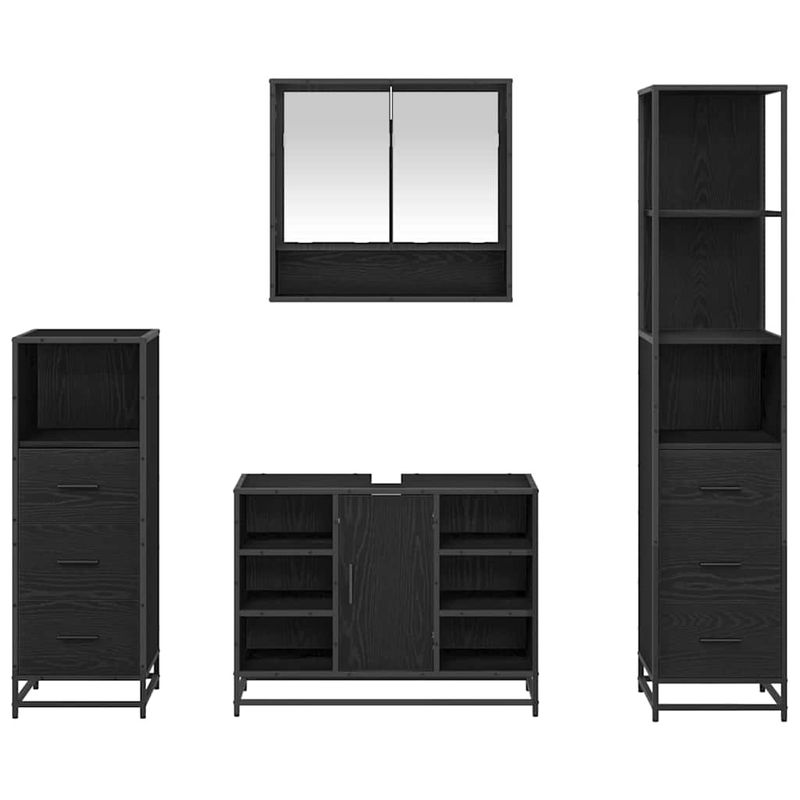 Casa si Gradina - Mobilier - Seturi de mobilier - Seturi baie - Set de mobilier pentru baie 4 pcs Stejar negru 80 x 33 x 60 cm - Infinity.ro