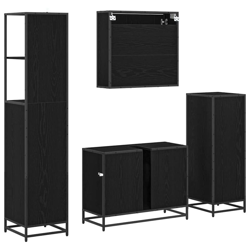 Casa si Gradina - Mobilier - Seturi de mobilier - Seturi baie - Set de mobilier pentru baie 4 pcs Stejar negru 80 x 33 x 60 cm - Infinity.ro