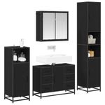Casa si Gradina - Mobilier - Seturi de mobilier - Seturi baie - Set de mobilier pentru baie 4 pcs Stejar negru 80 x 33 x 60 cm - Infinity.ro