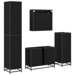 Casa si Gradina - Mobilier - Seturi de mobilier - Seturi baie - Set de mobilier pentru baie 4 pcs Stejar negru 80 x 33 x 60 cm - Infinity.ro