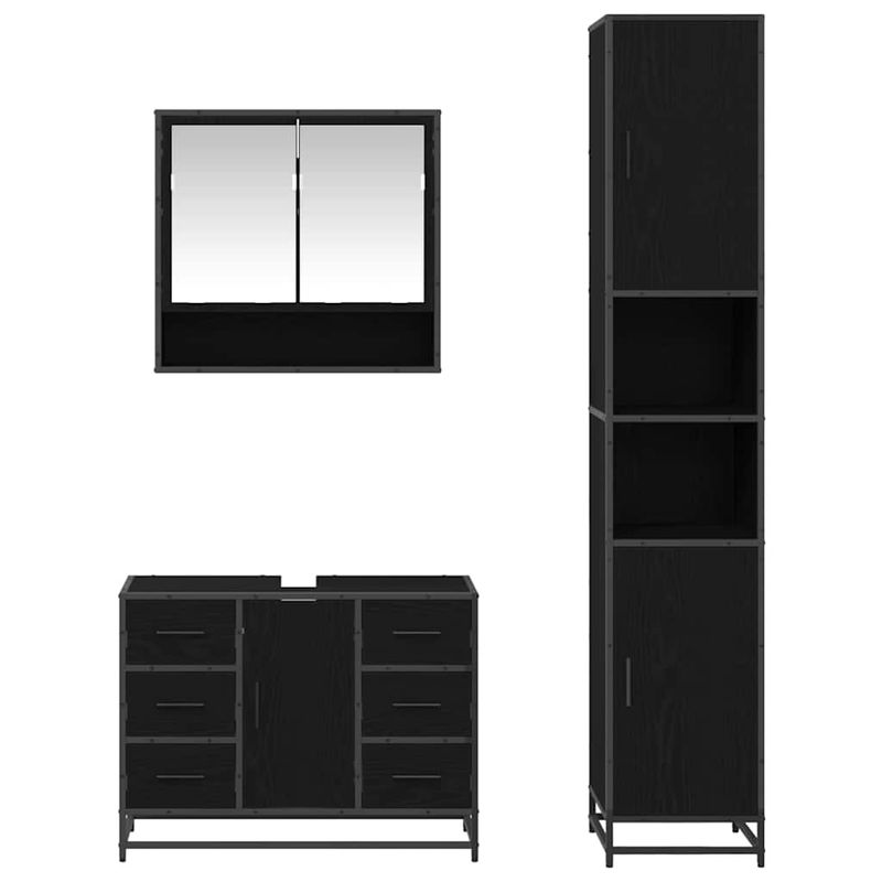 Casa si Gradina - Mobilier - Seturi de mobilier - Seturi baie - Set de mobilier pentru baie cu sertar cu usa 3 pcs Stejar negru - Infinity.ro