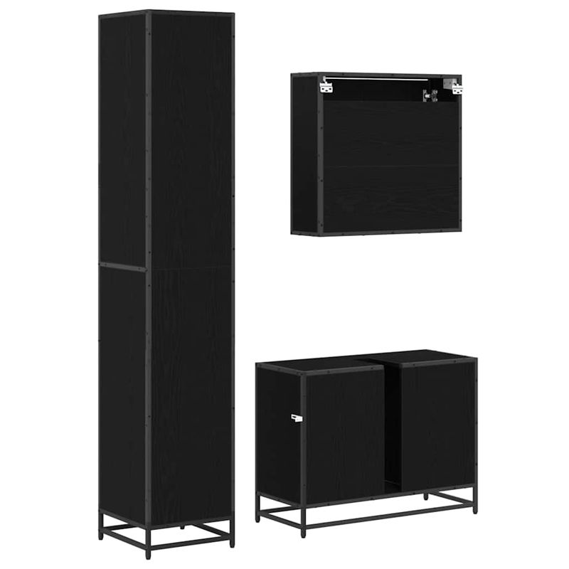 Casa si Gradina - Mobilier - Seturi de mobilier - Seturi baie - Set de mobilier pentru baie cu sertar cu usa 3 pcs Stejar negru - Infinity.ro