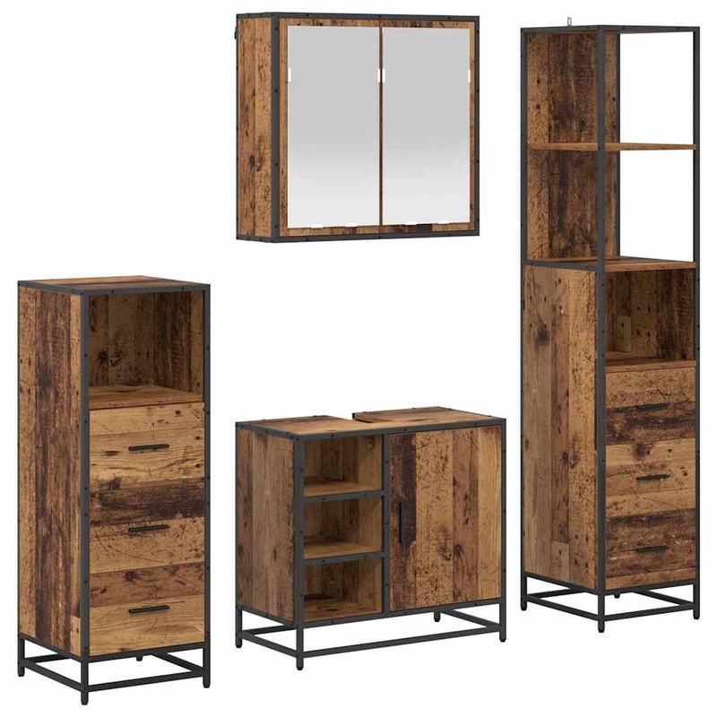 Casa si Gradina - Mobilier - Seturi de mobilier - Seturi baie - Set de mobilier pentru baie 4 pcs Lemn vechi 65 x 33 x 60 cm - Infinity.ro