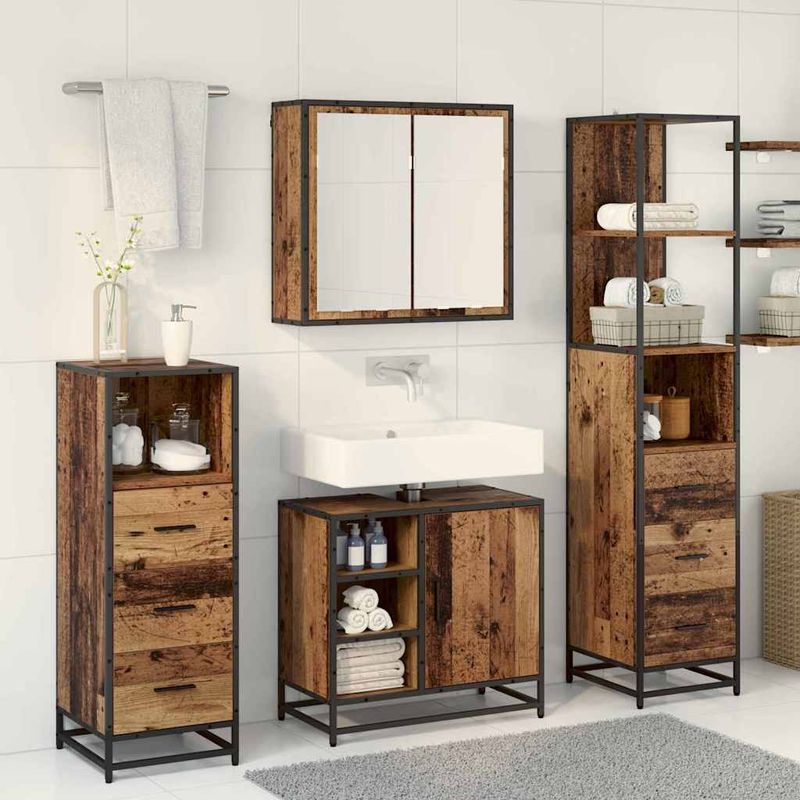 Casa si Gradina - Mobilier - Seturi de mobilier - Seturi baie - Set de mobilier pentru baie 4 pcs Lemn vechi 65 x 33 x 60 cm - Infinity.ro