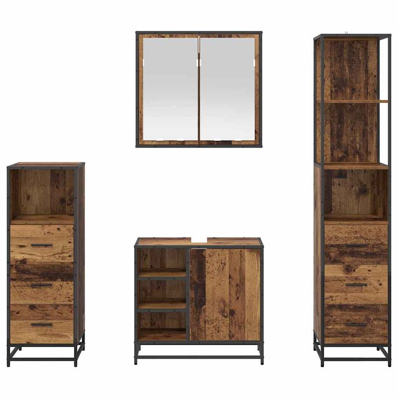 Casa si Gradina - Mobilier - Seturi de mobilier - Seturi baie - Set de mobilier pentru baie 4 pcs Lemn vechi 65 x 33 x 60 cm - Infinity.ro