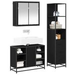 Casa si Gradina - Mobilier - Seturi de mobilier - Seturi baie - Set de mobilier pentru baie 3 pcs Stejar negru 80 x 33 x 60 cm - Infinity.ro