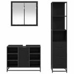 Casa si Gradina - Mobilier - Seturi de mobilier - Seturi baie - Set de mobilier pentru baie 3 pcs Stejar negru 80 x 33 x 60 cm - Infinity.ro