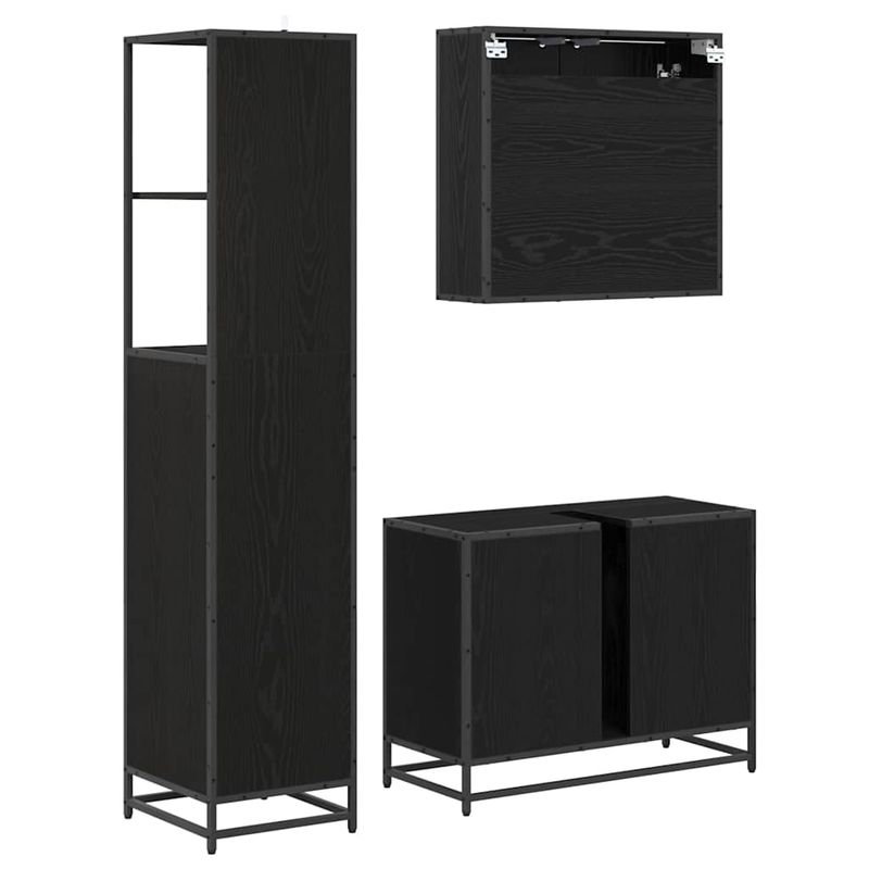 Casa si Gradina - Mobilier - Seturi de mobilier - Seturi baie - Set de mobilier pentru baie 3 pcs Stejar negru 80 x 33 x 60 cm - Infinity.ro