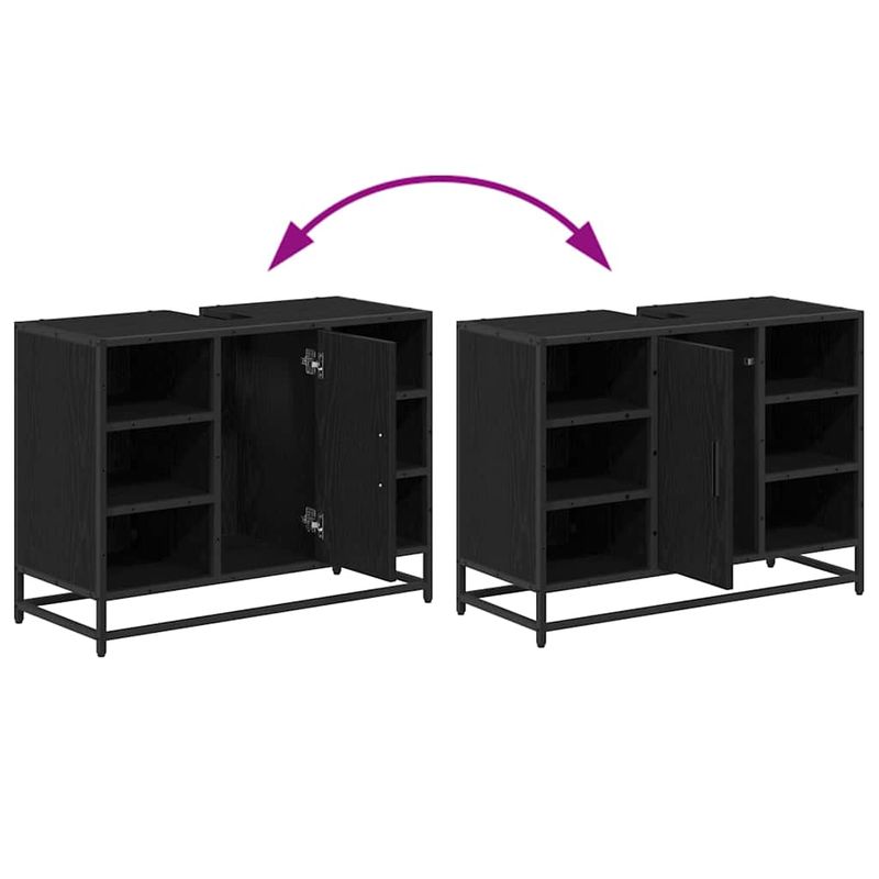 Casa si Gradina - Mobilier - Seturi de mobilier - Seturi baie - Set de mobilier pentru baie 3 pcs Stejar negru 80 x 33 x 60 cm - Infinity.ro