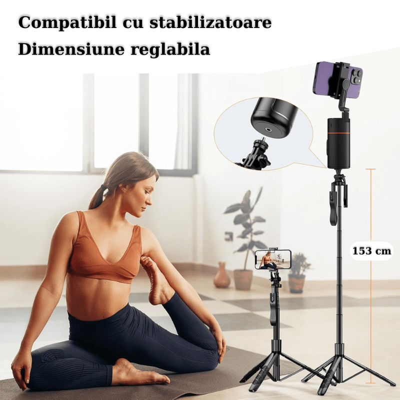 Laptop, Telefoane si Tablete - Telefoane mobile si accesorii - Accesorii Telefoane - Selfie stick-uri - Selfie Stick, Trepied telescopic, Suport telefon, Compatibil cu Camera Video/Foto GoPro ,2 Lumini LED + Cablu Incarcare - Infinity.ro