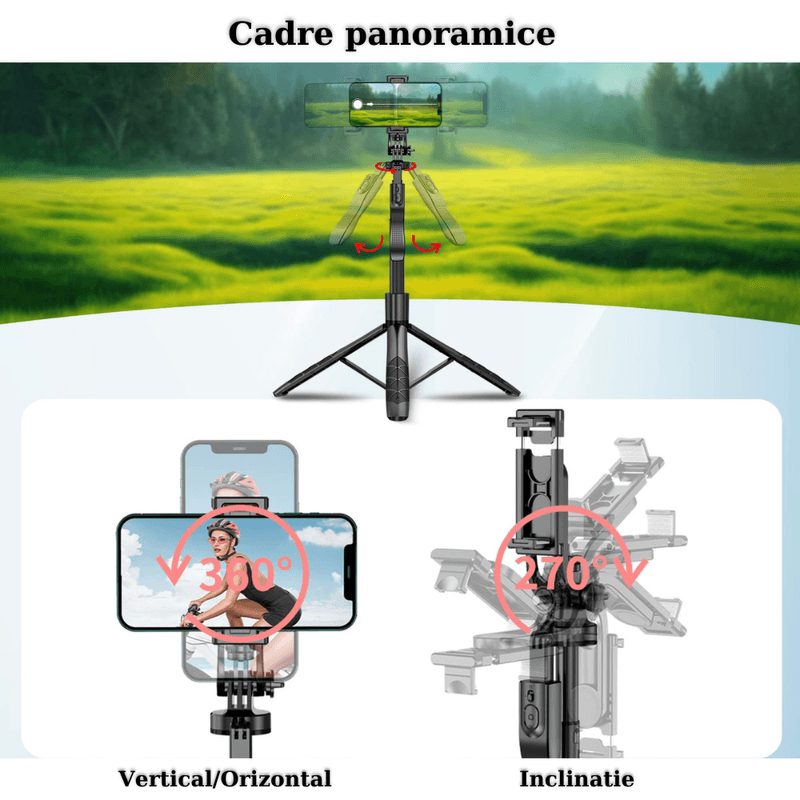 Laptop, Telefoane si Tablete - Telefoane mobile si accesorii - Accesorii Telefoane - Selfie stick-uri - Selfie Stick, Trepied telescopic, Suport telefon, Compatibil cu Camera Video/Foto GoPro ,2 Lumini LED + Cablu Incarcare - Infinity.ro