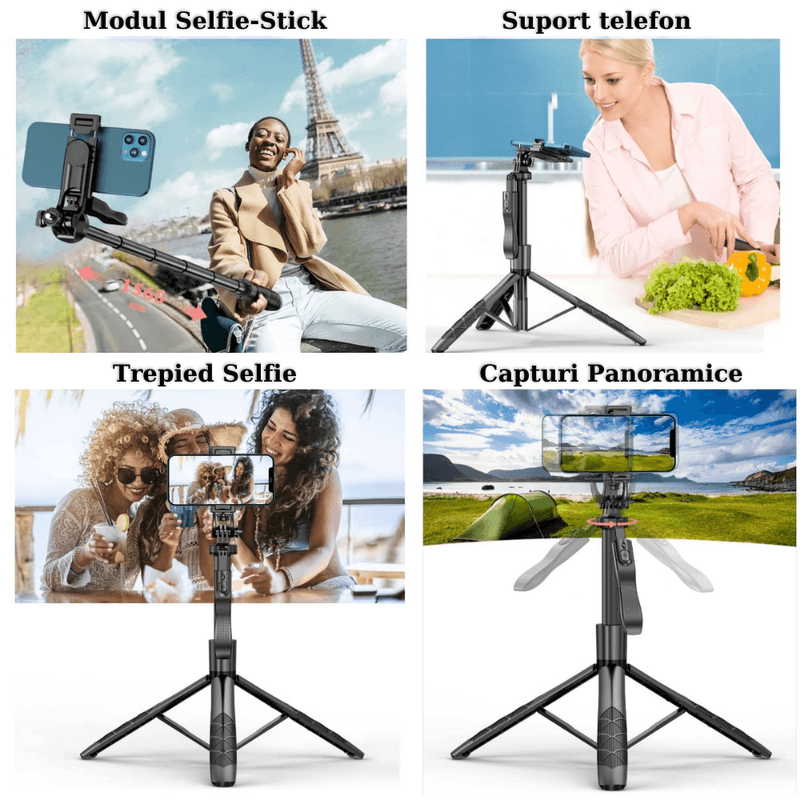 Laptop, Telefoane si Tablete - Telefoane mobile si accesorii - Accesorii Telefoane - Selfie stick-uri - Selfie Stick, Trepied telescopic, Suport telefon, Compatibil cu Camera Video/Foto GoPro ,2 Lumini LED + Cablu Incarcare - Infinity.ro