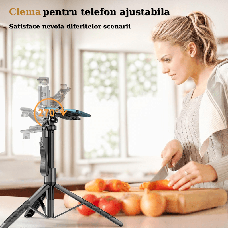 Laptop, Telefoane si Tablete - Telefoane mobile si accesorii - Accesorii Telefoane - Selfie stick-uri - Selfie Stick, Trepied telescopic, Suport telefon, Compatibil cu Camera Video/Foto GoPro ,2 Lumini LED + Cablu Incarcare - Infinity.ro