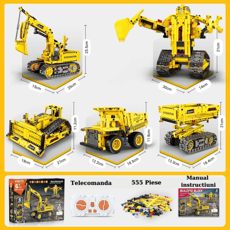 Jucarii, Copii si Bebe - Jucarii si jocuri - Seturi de constructie si cuburi - Seturi de constructie - Set de Constructie STEM 5 in 1,  555 PIESE, Controlat prin Telecomanda, Aplicatie, Jucarie Ideala pentru Copii 12+ ani - Infinity.ro