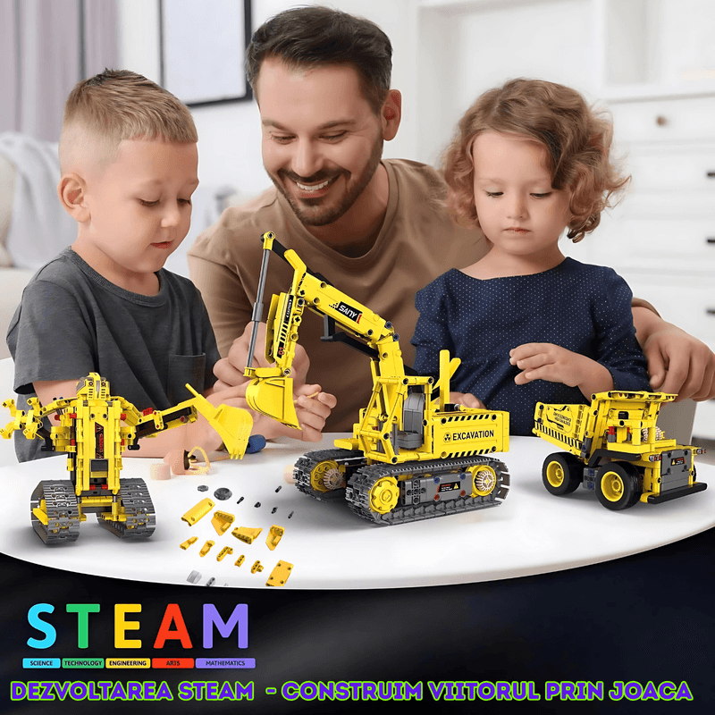 Jucarii, Copii si Bebe - Jucarii si jocuri - Seturi de constructie si cuburi - Seturi de constructie - Set de Constructie STEM 5 in 1,  555 PIESE, Controlat prin Telecomanda, Aplicatie, Jucarie Ideala pentru Copii 12+ ani - Infinity.ro