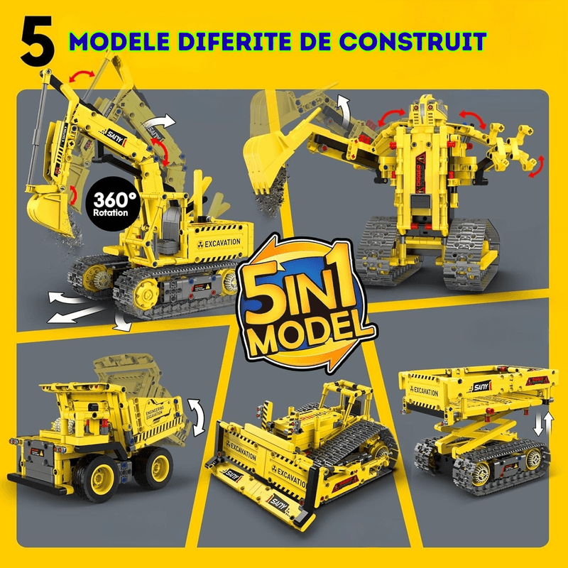 Jucarii, Copii si Bebe - Jucarii si jocuri - Seturi de constructie si cuburi - Seturi de constructie - Set de Constructie STEM 5 in 1,  555 PIESE, Controlat prin Telecomanda, Aplicatie, Jucarie Ideala pentru Copii 12+ ani - Infinity.ro