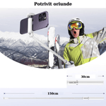 Laptop, Telefoane si Tablete - Telefoane mobile si accesorii - Accesorii Telefoane - Selfie stick-uri - Selfie stick, CALITATE PREMIUM 30cm-150cm, Trepied, Suport pentru telefon, Bluetooth, iOS/Android, Alb - Infinity.ro